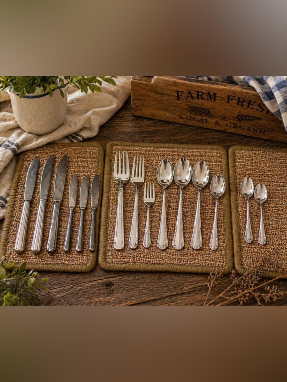 Vintage Mixed Stainless Flatware Lot 15 Farmhouse Forks Spoons Knives